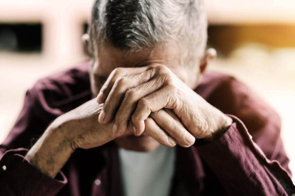 elderly man suffering from dehydration in a nursing home