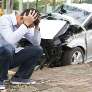 a frustrated man after a car accident in Georgia