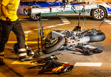 motorcycle accident on a highway