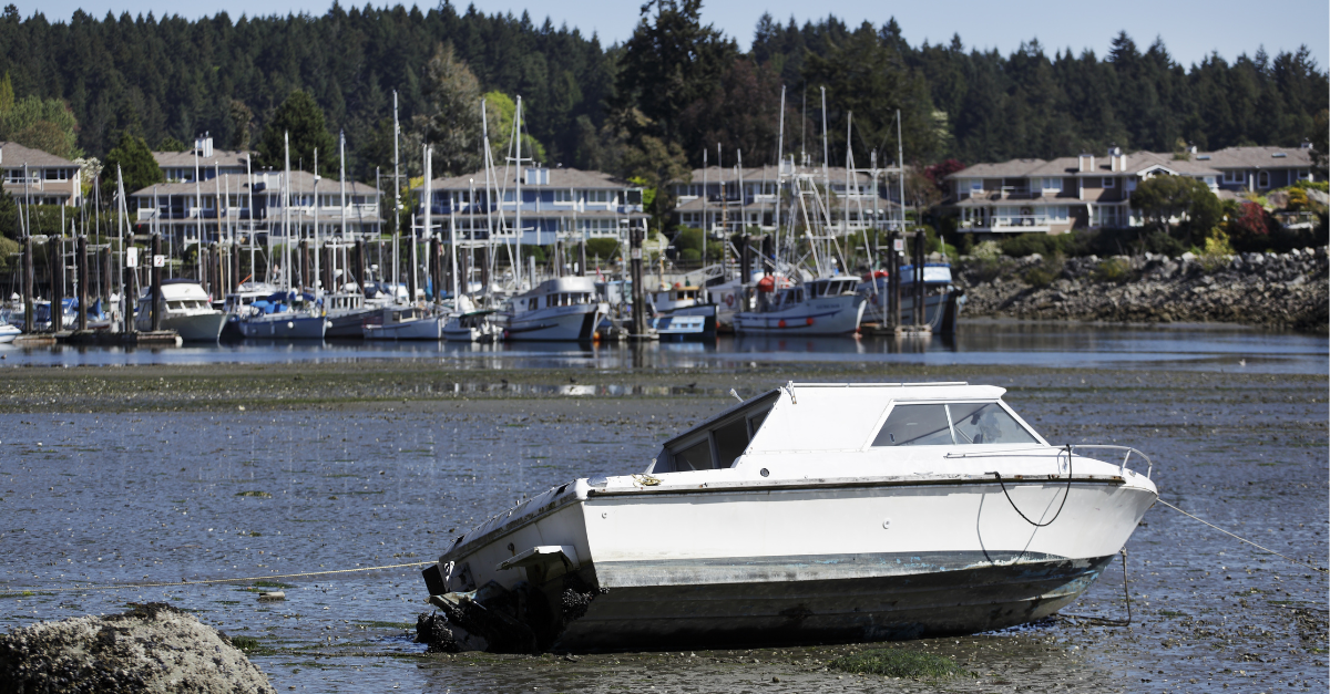 boat grounding after a storm