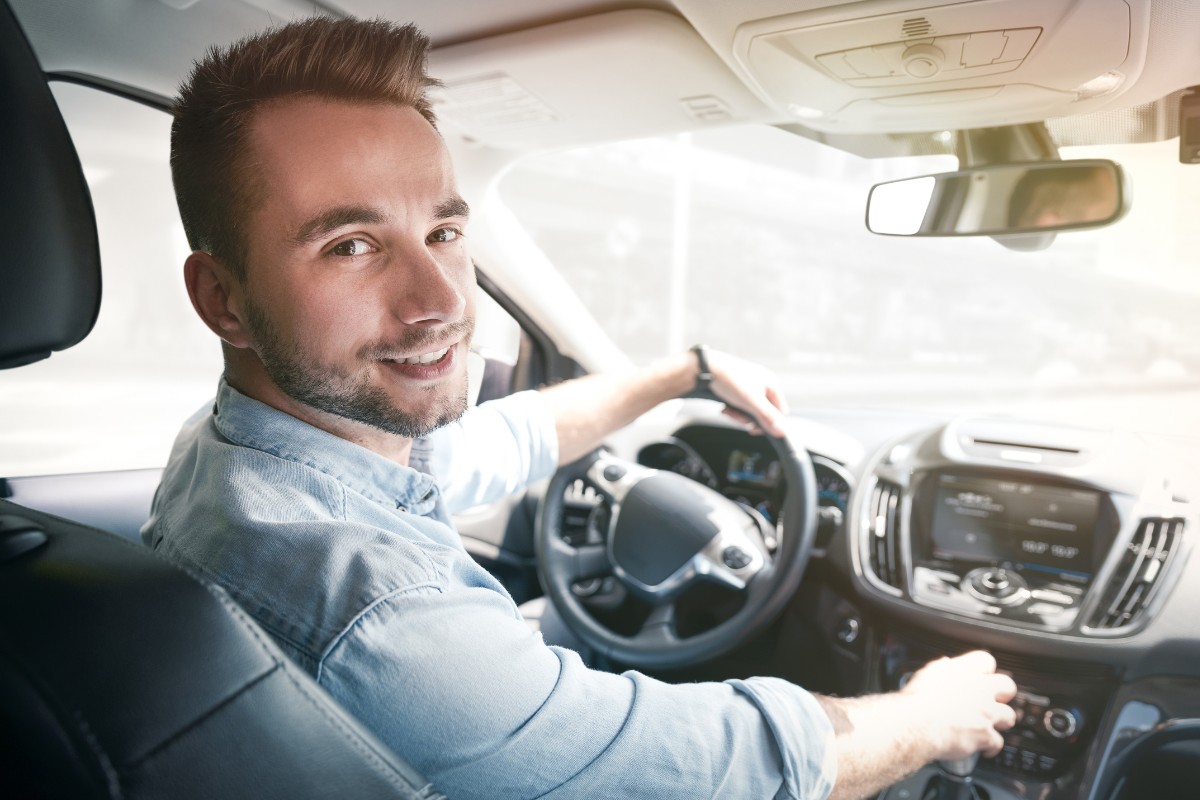 Man driving a car